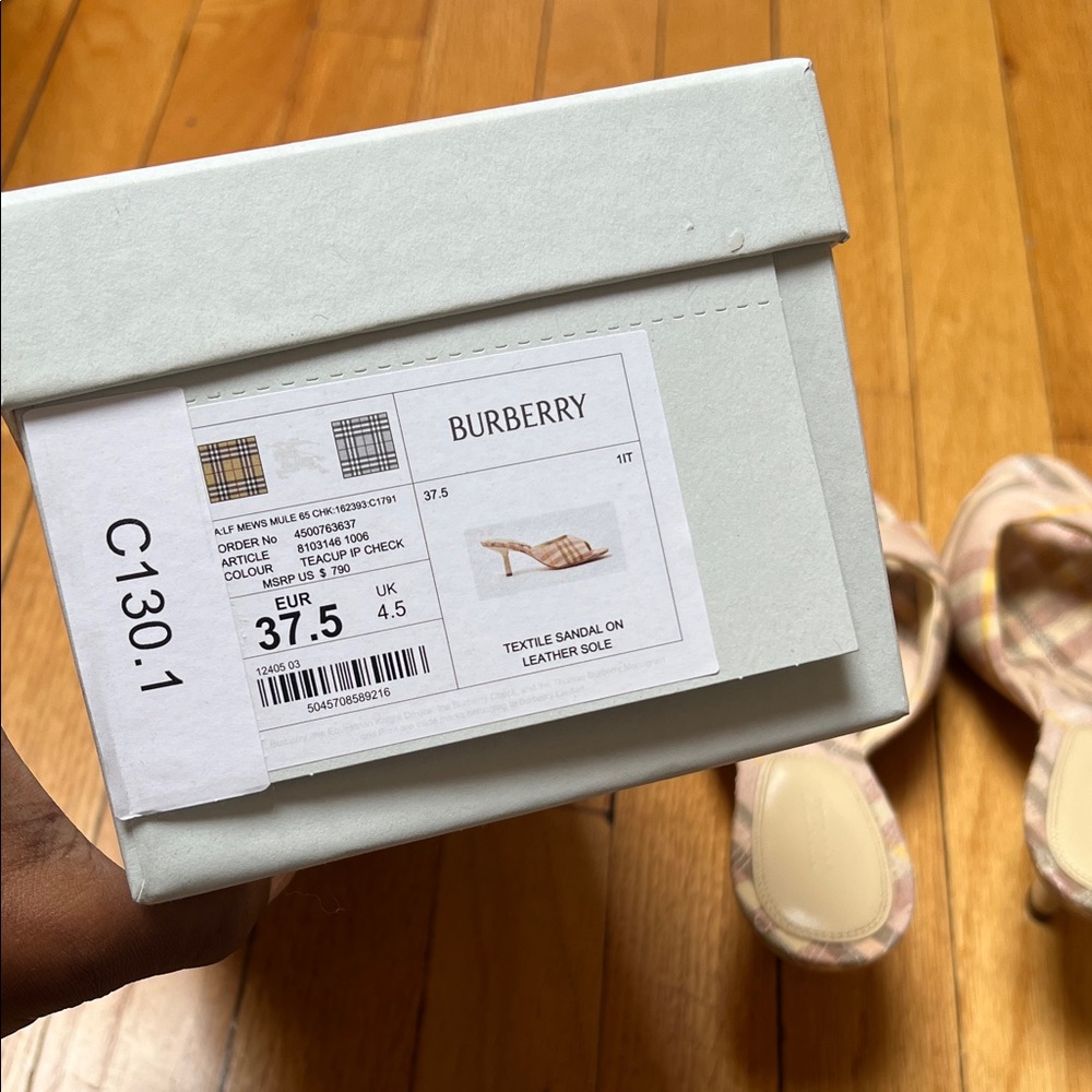 Burberry Teacup Check Mews Heeled Sandals - Picture 7 of 8